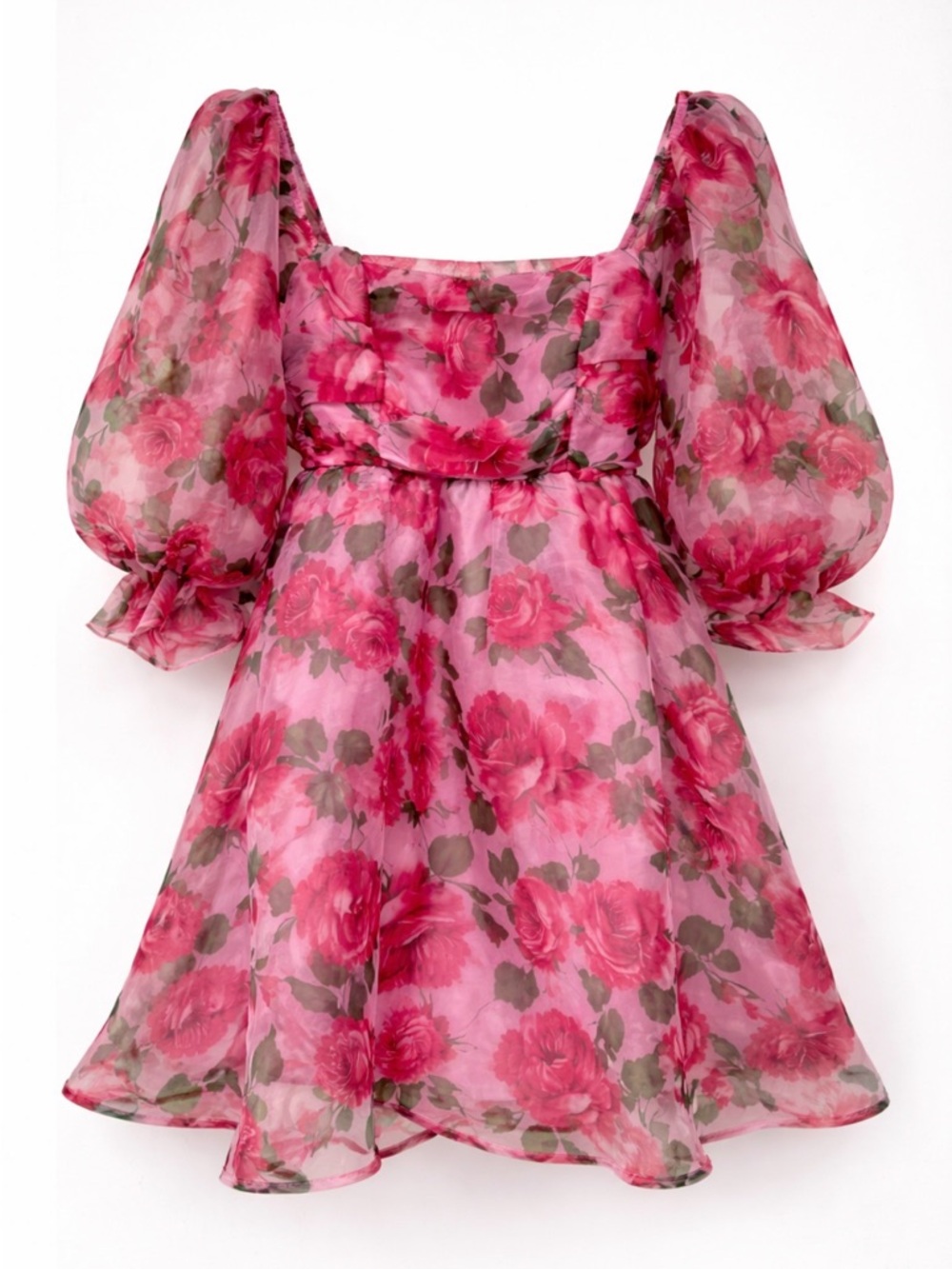 Thirty Thirty LA Floral Mini Dress Pink Puff Sleeve Cottagecore M